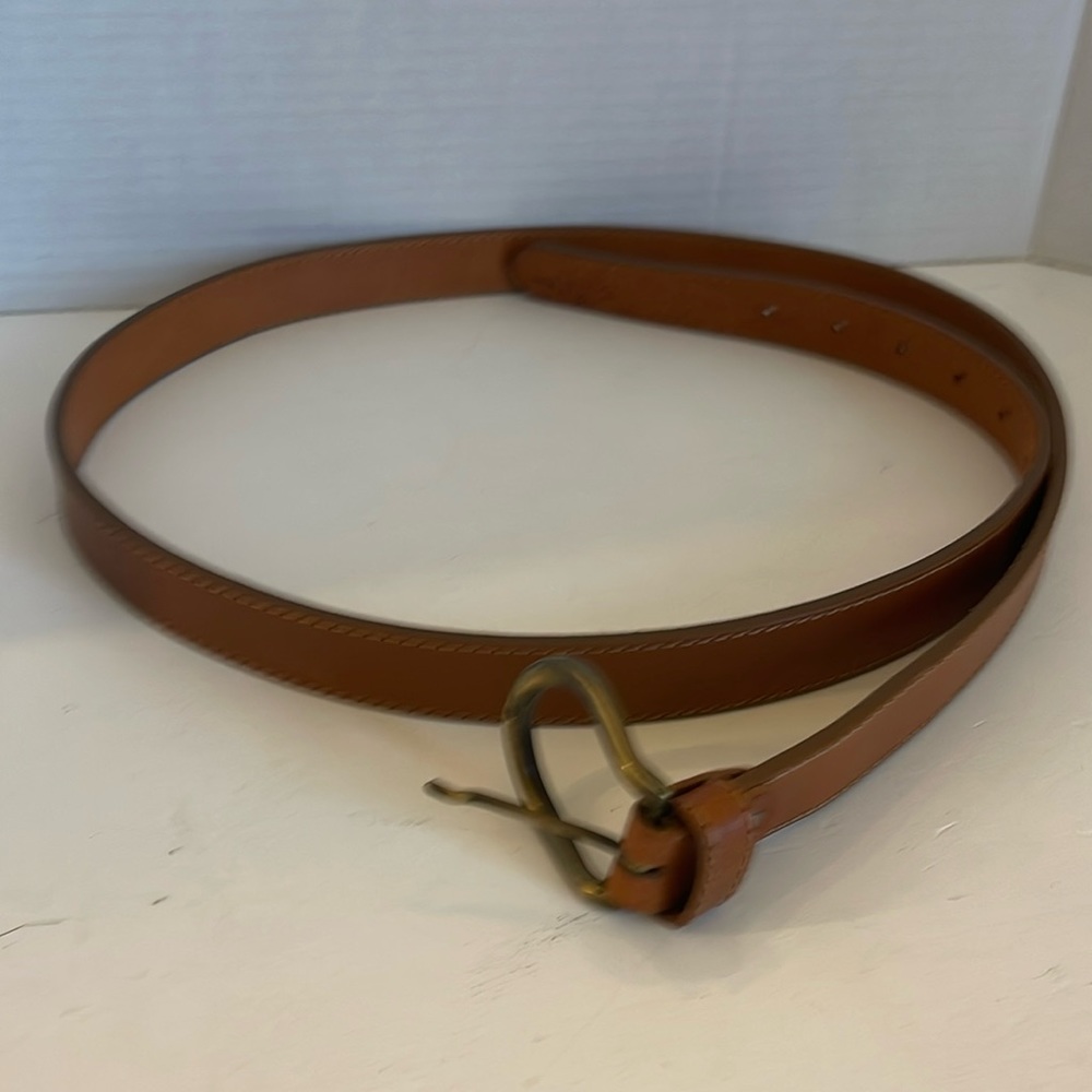 Italian Leather Light Brown Belt Brass Buckle 56” long!